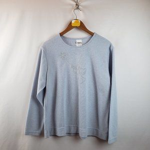 Links Womens Angel Christmas Sequin Sweater Cotton